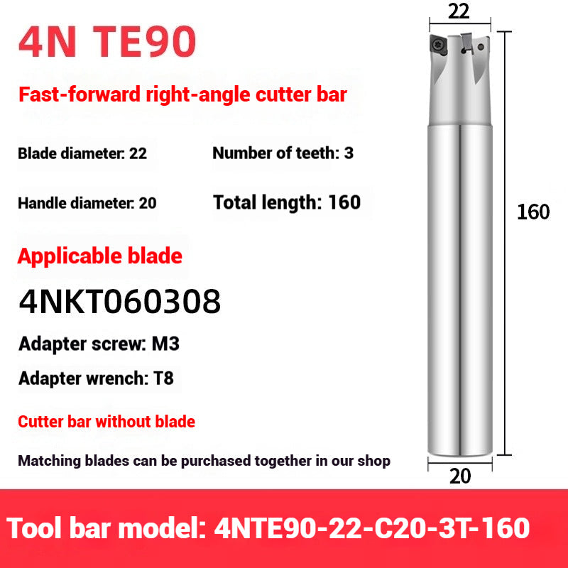 1051-TE90 fast feed milling cutter shank 90 degree right angle square shoulder milling cutter shank 4NKT060308 fast feed milling cutter blade replace 1135 Shandong Denso Pricision Tools Co.,Ltd.